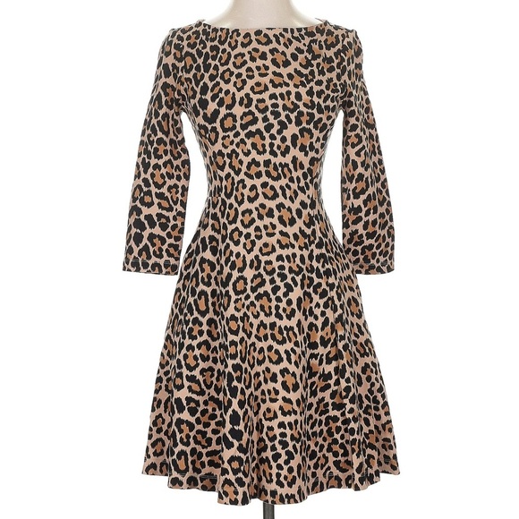 Kate Spade leopard print three-quarter sleeve skater dress mini small - Picture 1 of 10